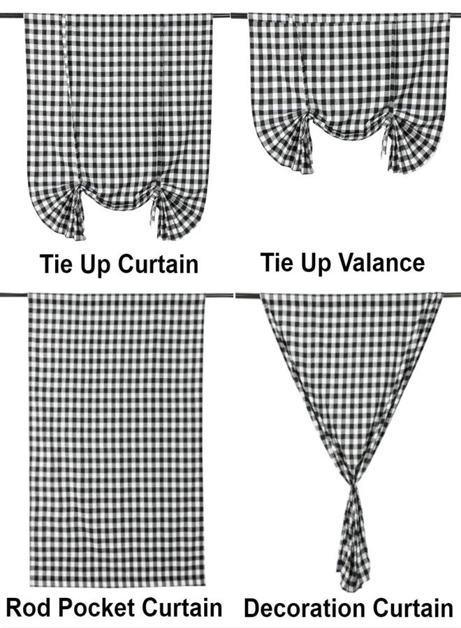 WOSIBO 2 Pack Buffalo Check Plaid Tie Up Shades Farmhouse Style Gingham Rod Pocket Window Curtain for Kitchen 42x63 Inches White and Black (White and Black) - Image 3
